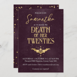 Death To My Twenties Halloween 30th Birthday Party Invitation