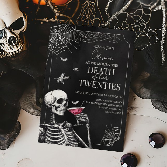 Death to my Twenties Halloween Gothic Birthday Invitation (Death of my Twenties Birthday Party Invitation)