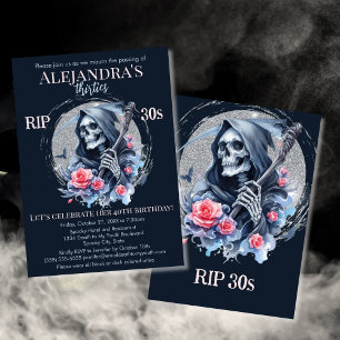 Death to My Youth Grim Reaper 40th Birthday Party Invitation