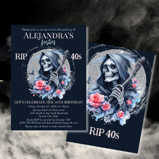 Death to My Youth Grim Reaper 50th Birthday Party Invitation