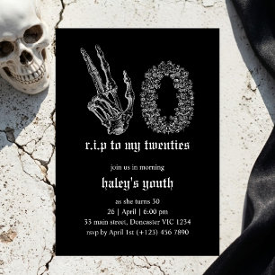 Death to My Youth Skeleton Funeral 30th Birthday Invitation