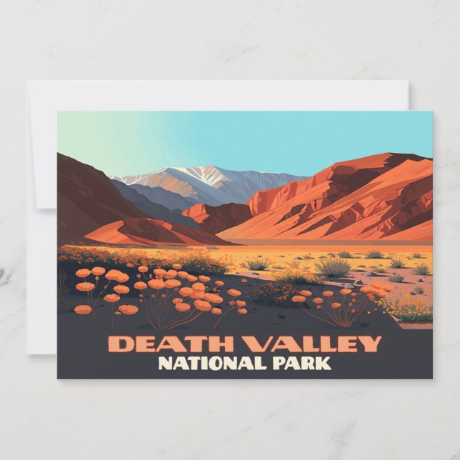Death Valley National Park California Poppies Sign Invitation (Front)