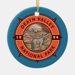 Death Valley National Park Coyote Retro Compass  Ceramic Ornament