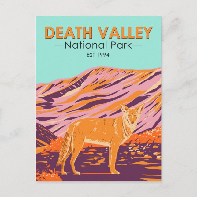  Death Valley National Park Coyote Vintage Postcard (Front)