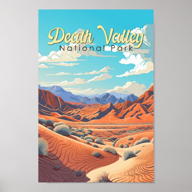 Death Valley National Park Illustration Retro Poster (Front)