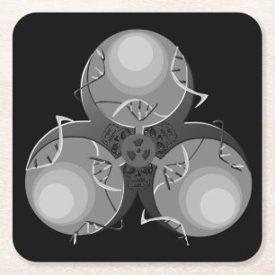 Death Virus Biohazard Square Paper Coaster