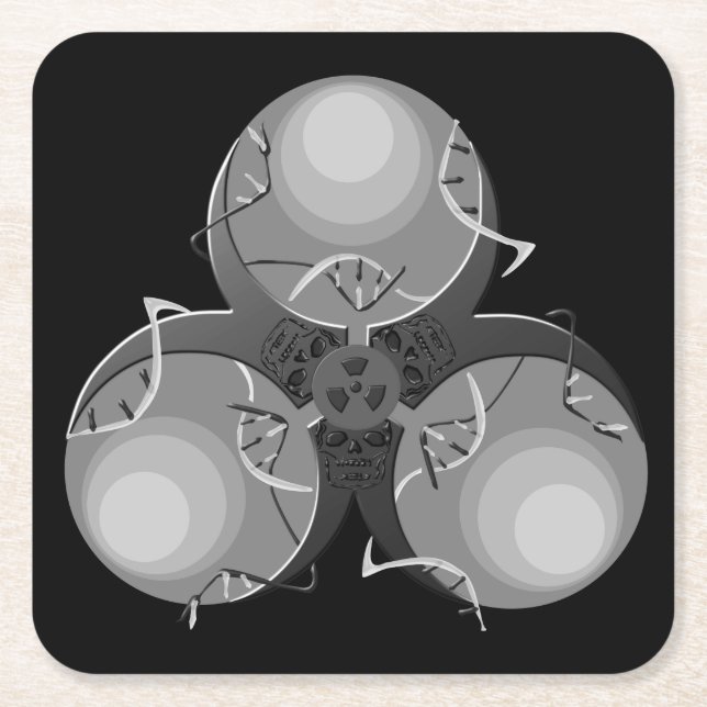 Death Virus Biohazard Square Paper Coaster (Front)