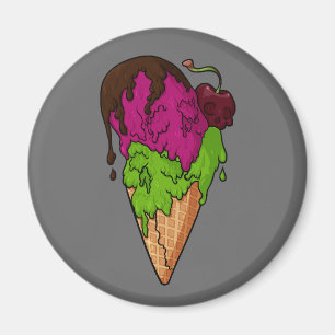 Deathly Sweet Berry Skull Ice Cream Magnet