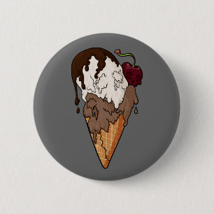 Deathly Sweet Classic Skull Ice Cream 6 Cm Round Badge