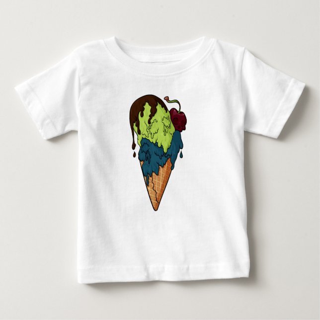 Deathly Sweet Mystery Skull Ice Cream Baby T-Shirt (Front)