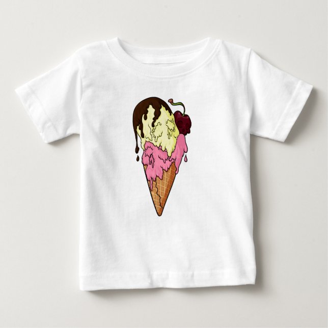 Deathly Sweet Strawberry n' Banana Skull Ice Cream Baby T-Shirt (Front)