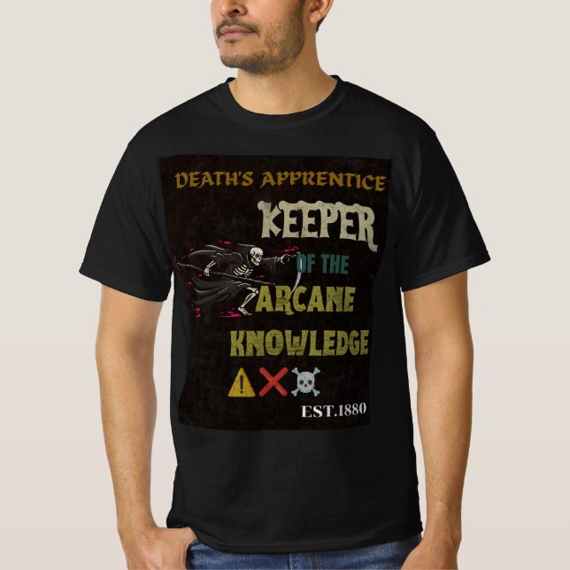 Death's Apprentice Keeper Of The Arcane Knowledge  T-Shirt (Front)