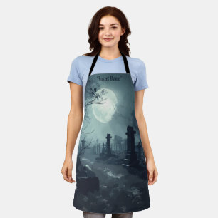 Death's Domain: A Spooky Cemetery View Apron