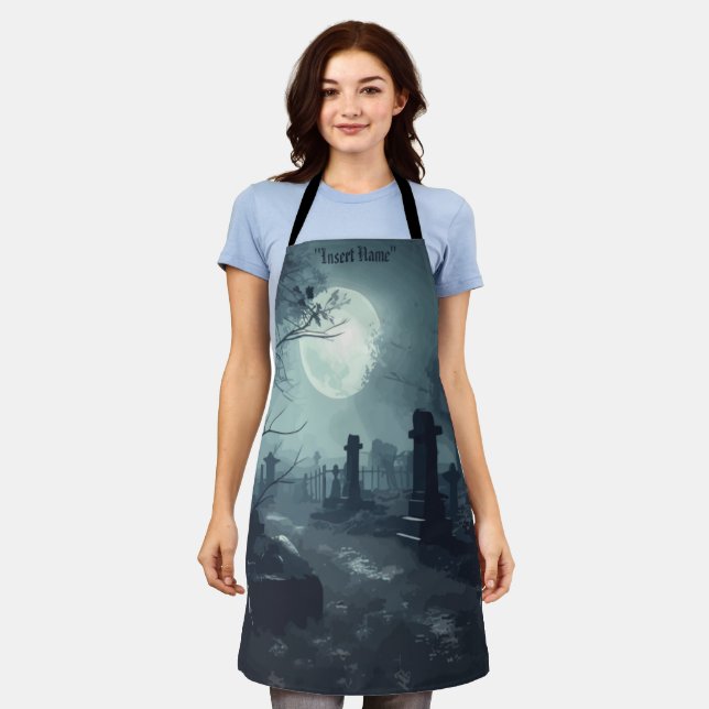Death's Domain: A Spooky Cemetery View Apron (Worn)