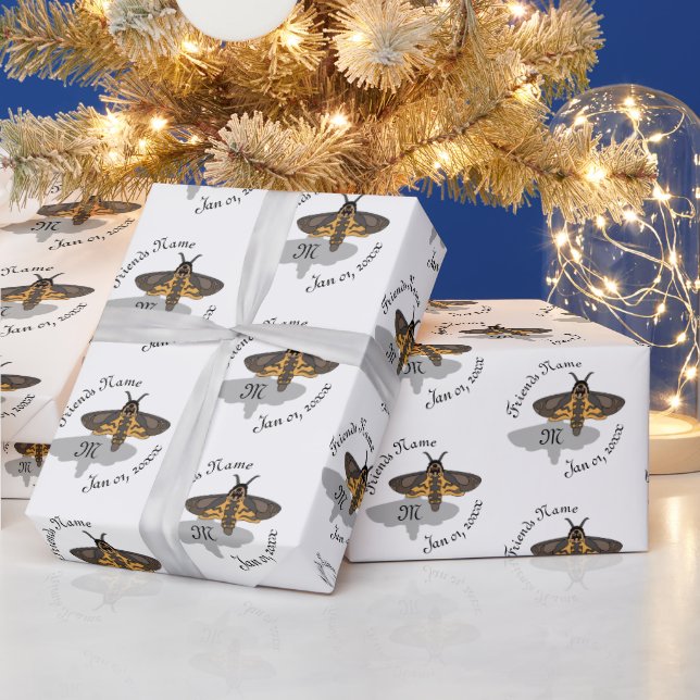 Death's Hawk Head Monogram Wrapping Paper (Holidays)