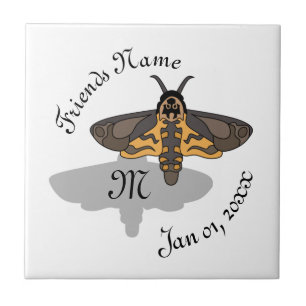 Death's Hawk Head Moth Monogram Ceramic Tile