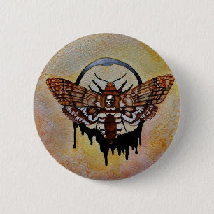 Death's Head Hawk Moth 6 Cm Round Badge