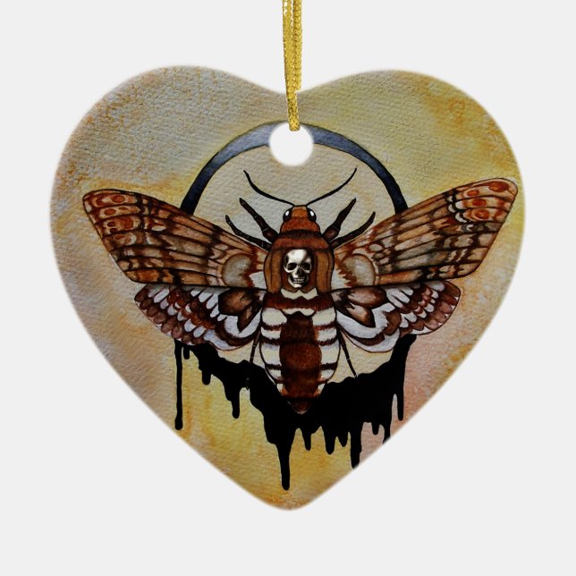 Death's Head Hawk Moth Ceramic Tree Decoration (Front)
