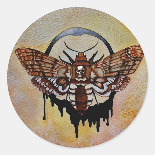 Death's Head Hawk Moth Classic Round Sticker (Front)