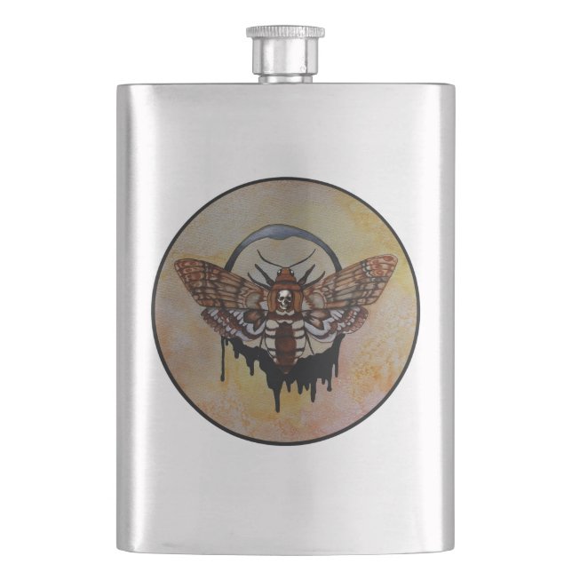 Death's Head Hawk Moth Hip Flask (Front)