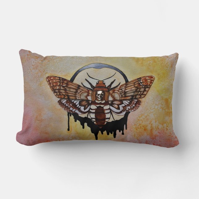 Death's Head Hawk Moth Lumbar Cushion (Front)