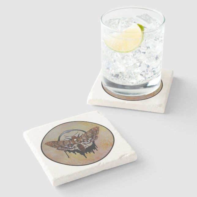 Death's Head Hawk Moth Stone Coaster (Side)