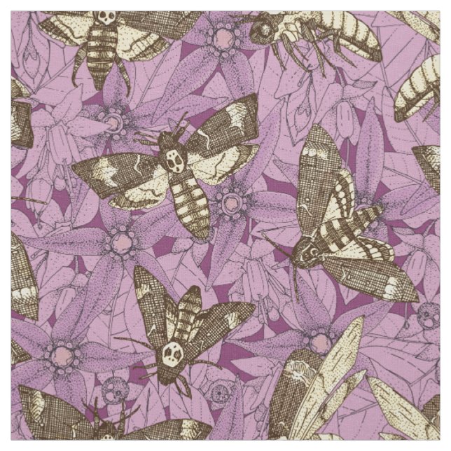 Death's-head hawkmoth purple fabric (Swatch)