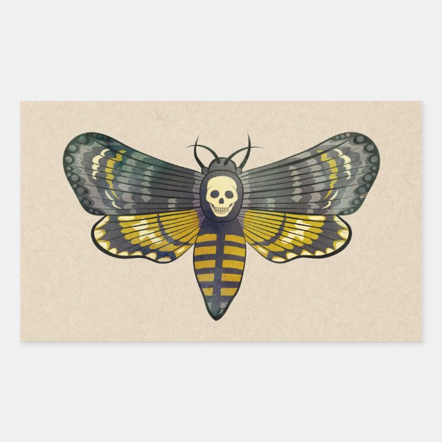 Death's-head hawkmoth rectangular sticker (Front)