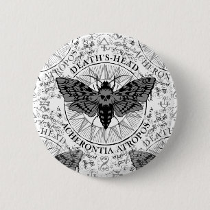 deaths head moth 6 cm round badge