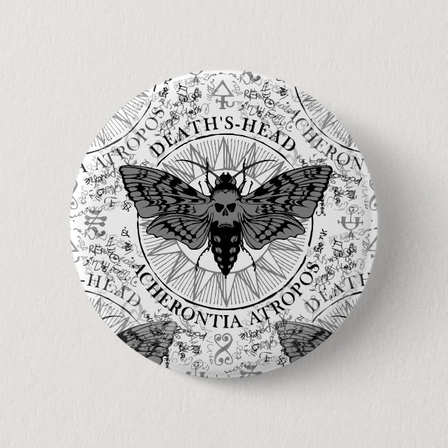 deaths head moth 6 cm round badge (Front)