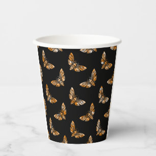 Death's Head Moth Pattern Paper Cups