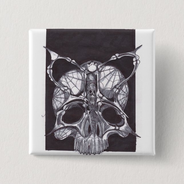 Deaths Head Skull 15 Cm Square Badge (Front)