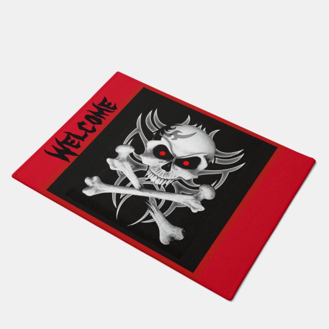 Death's Skull and Crossbones Doormat (Angled)