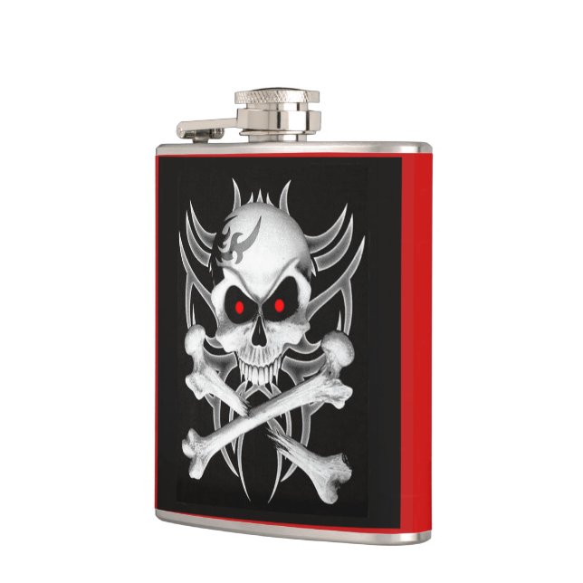 Death's Skull and Crossbones Hip Flask (Left)