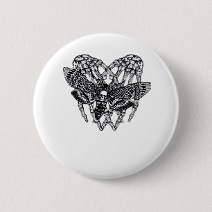 Deathshead Moth Classic - Skeleton Hand Heart 6 Cm Round Badge