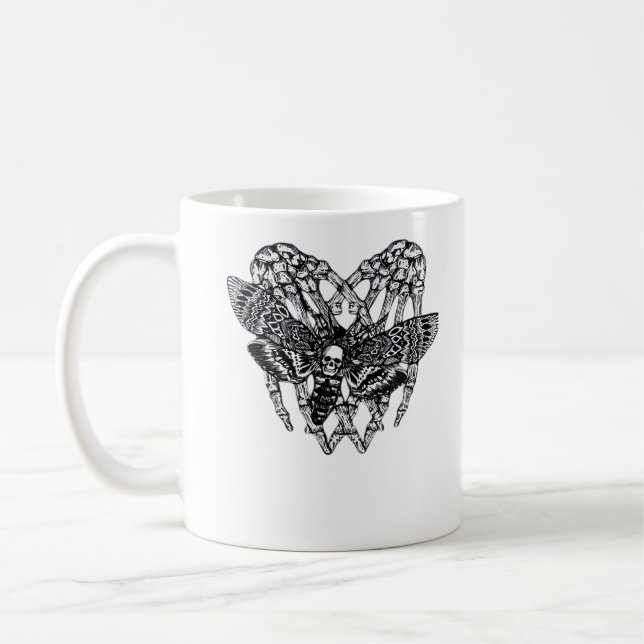 Deathshead Moth Classic - Skeleton Hand Heart Coffee Mug (Left)