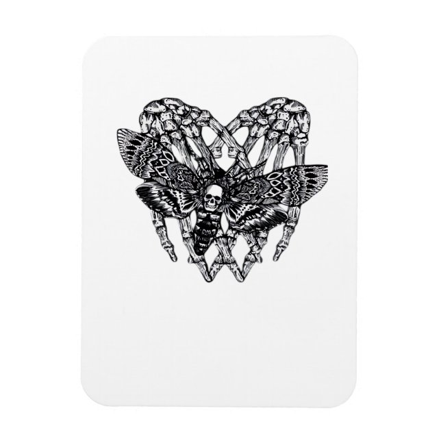 Deathshead Moth Classic - Skeleton Hand Heart Magnet (Vertical)
