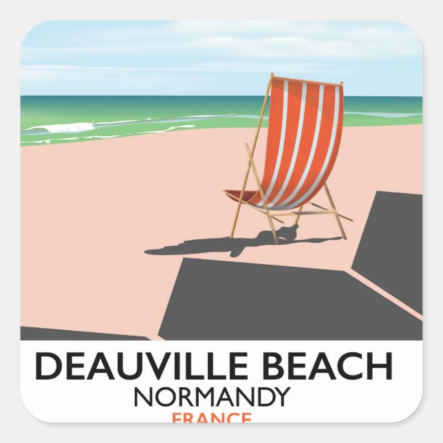Deauville Beach france seaside poster. Square Sticker (Front)