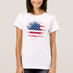 Débardeur Femme Blanc Basic USA Flag T-Shirt