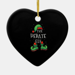 Debate Elf Funny Matching Family Christmas Pyjamas Ceramic Ornament