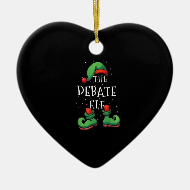 Debate Elf Funny Matching Family Christmas Pyjamas Ceramic Ornament (Front)