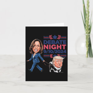 Debate Night Showdown Funny Kamala Dog Walks Trump Card