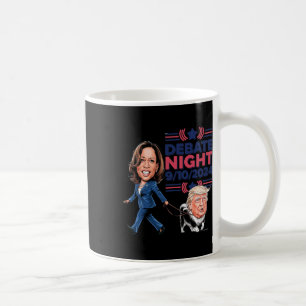Debate Night Showdown Funny Kamala Dog Walks Trump Coffee Mug