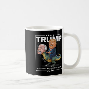Debates 2024 Trump Riding Dinosaur F Joe Biden Coffee Mug