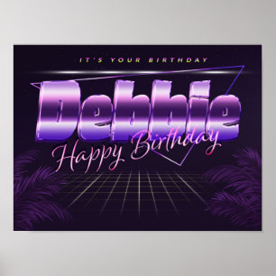 Debbie name first name lila retro poster birthday
