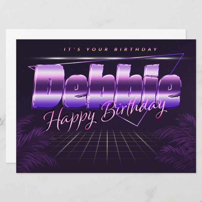 Debbie name first name purla retro card birthday (Front/Back)