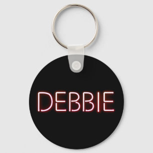 Debbie name in glowing neon lights key ring
