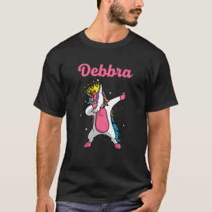 DEBBRA Name Personalised Birthday Dabbing Unicorn T-Shirt