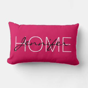 Debian red colour home monogram lumbar cushion