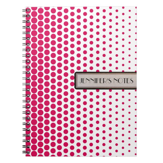 Debian Red Polka Dot Elegant Modern White Notebook (Front)